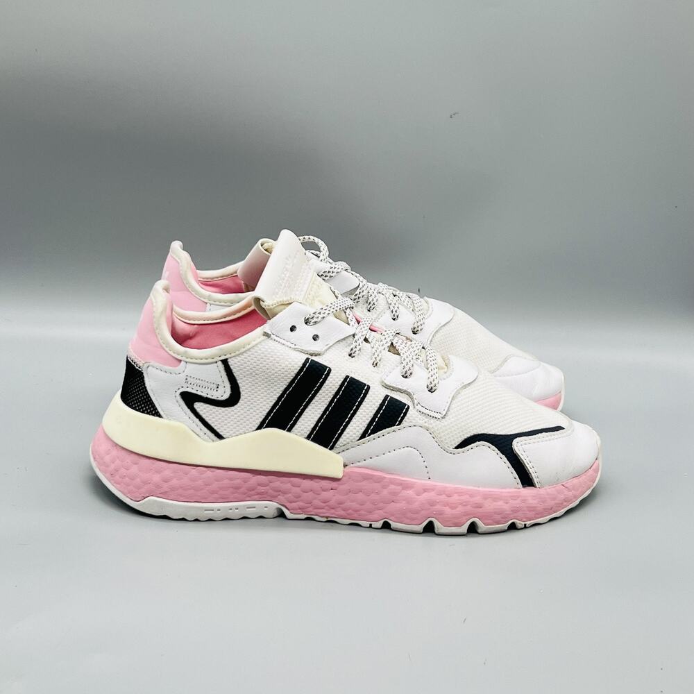 Adidas Shoes Womens 9 White Pink Originals Nite Jogger Boost Running Sneakers